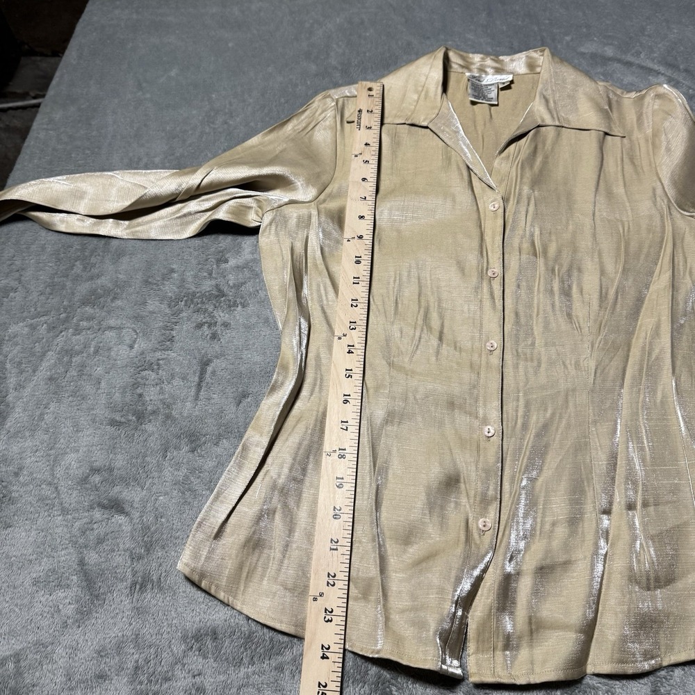 VTG 90s Fred David Gold Satin Button Top Womens Size S Preppy Whimsy‎ - Picture 5 of 9